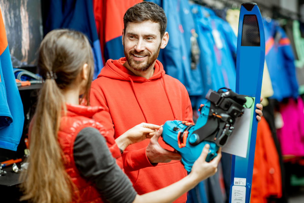 shoppers at sporting goods store